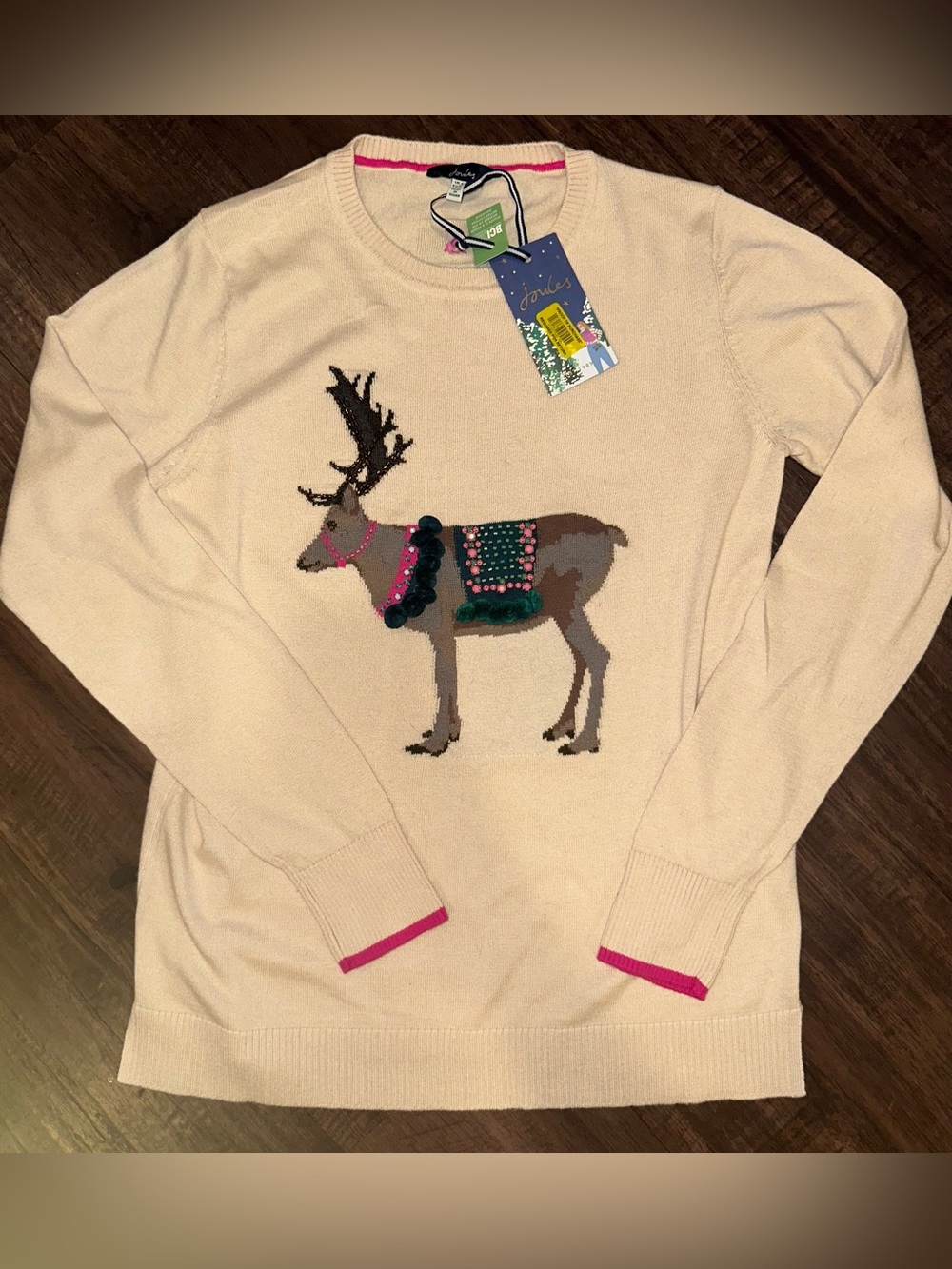 NEW JOULES Festive Oatrein Reindeer Lux 3D Christmas Sweater US 4 NEW WITH TAGS